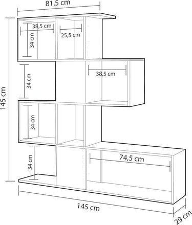 Premium Zaga Oxide Dark Brown and Arctic White Contemporary Bookcase with 10 Open Compartments - UK Luxury Furniture